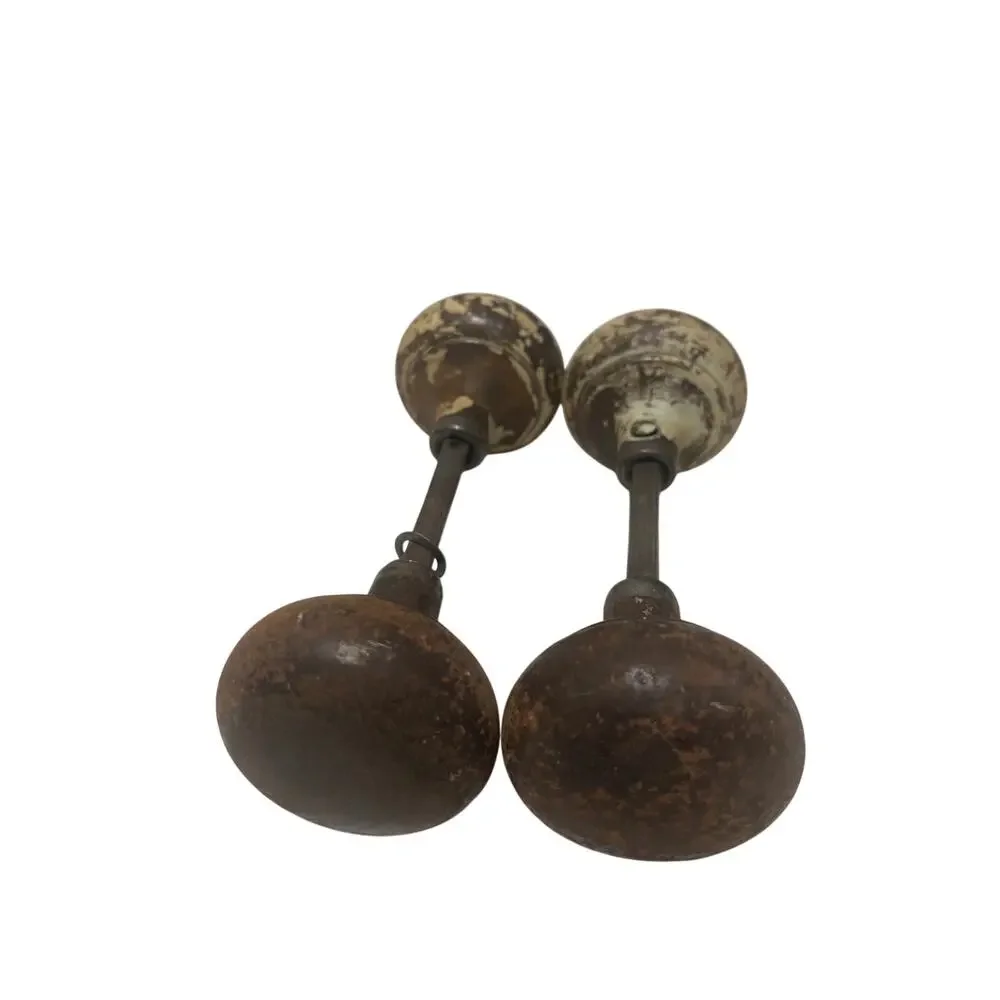 Pair Vintage Metal Door Knob Set Architectural Salvage Patina